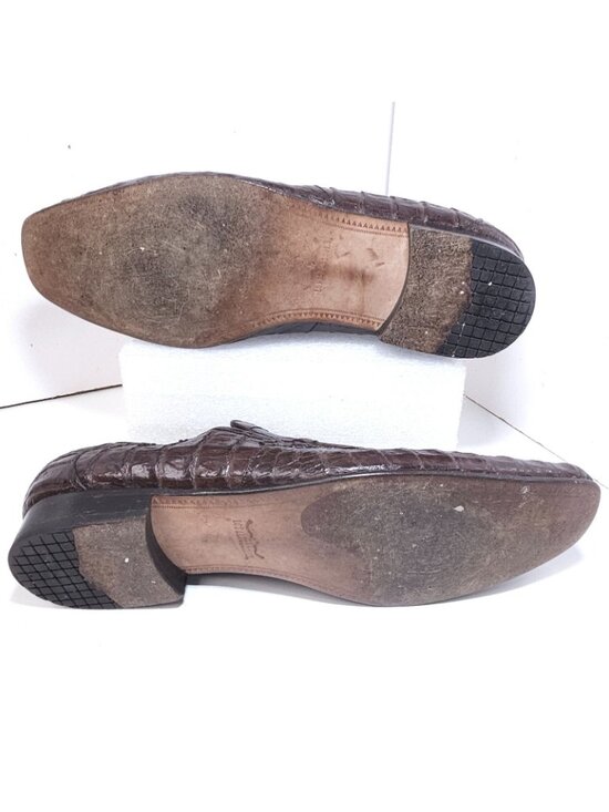 Los Altos Caiman Crocodile Belly Loafers – Brown, Size 13 main image 7